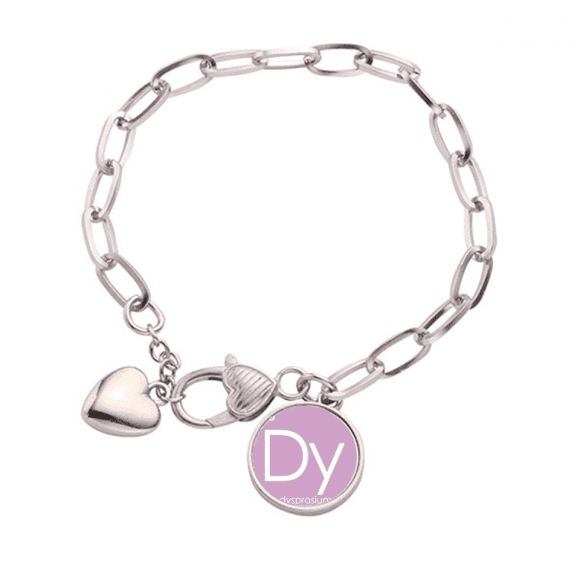 Chestry Elements Period Table Lanthanide Dysprosium Dy Heart Chain Bracelet Jewelry Charm Fashion