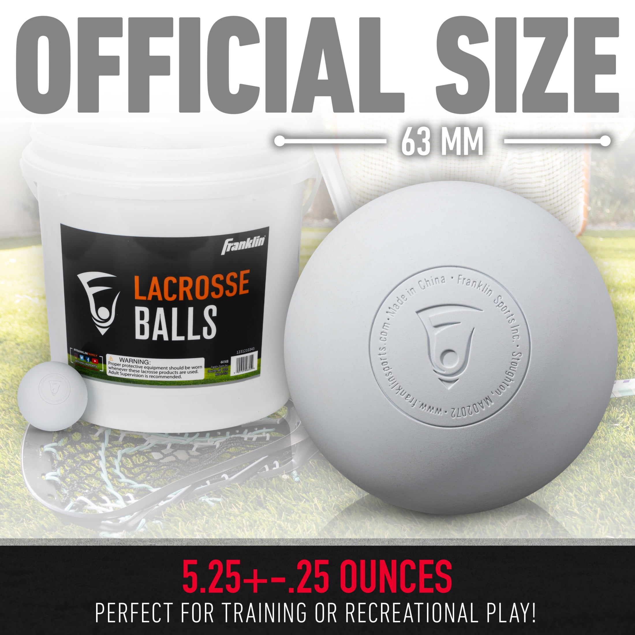 Free Shipping! Franklin Sports Lacrosse Balls Bucket - 40 Pack