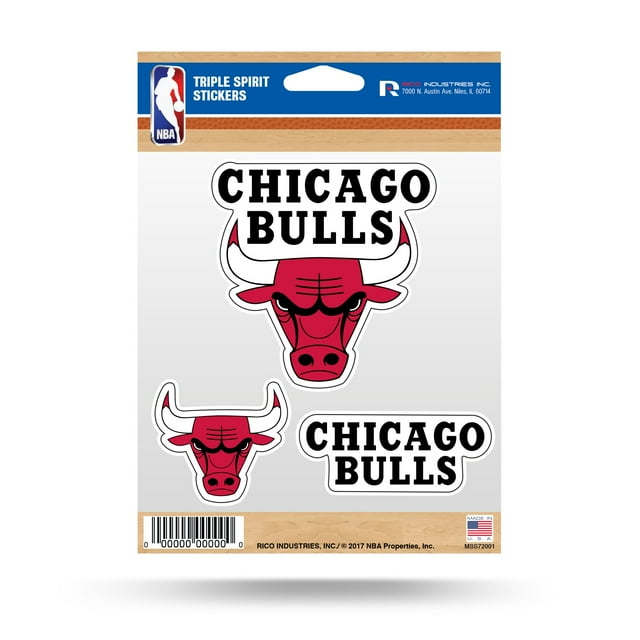 Rico Industries Nba Chicago Bulls Troquelado Hoja De Pegatinas Triple Espíritu De 3 Piezas
