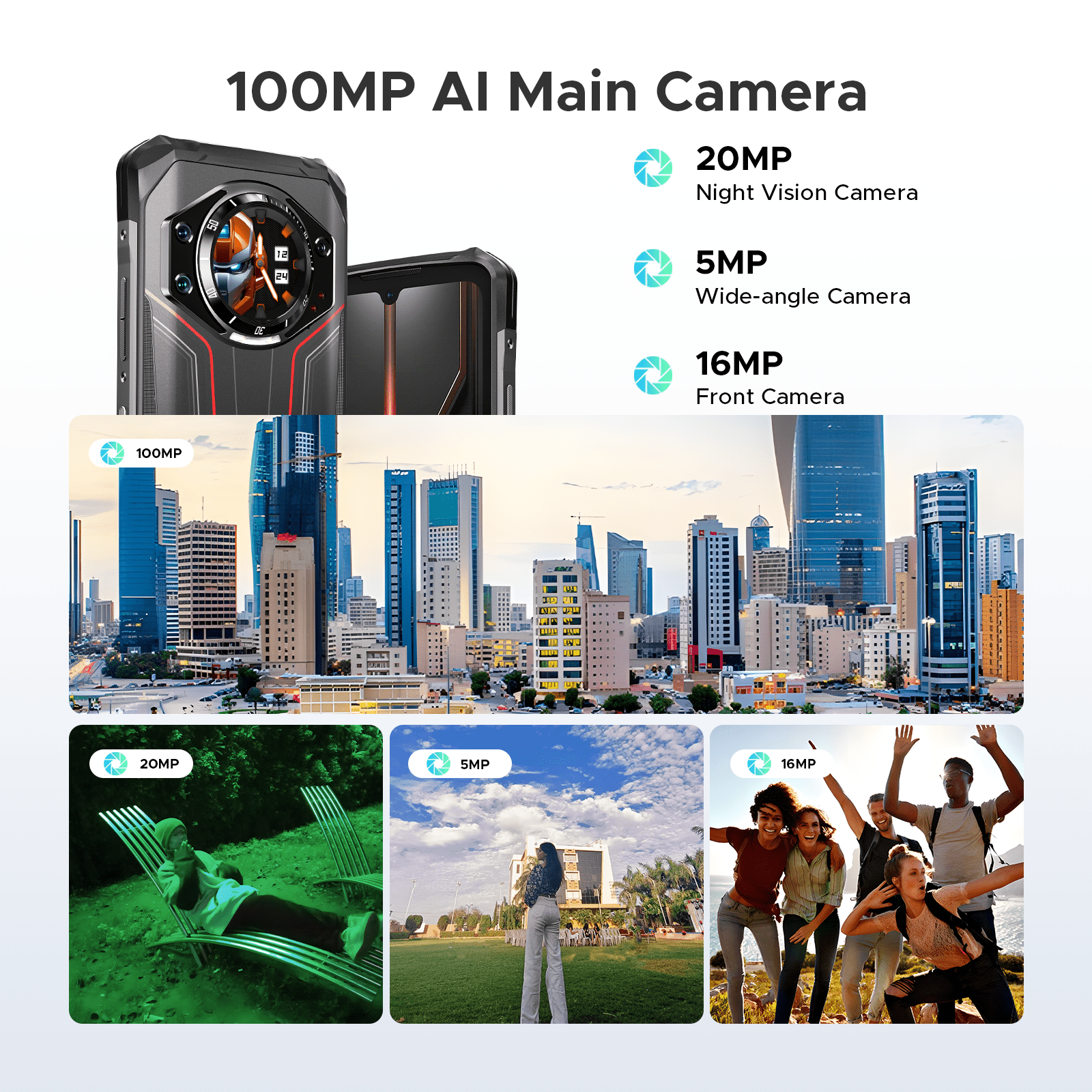 DOOGEE S119 (2025) Rugged Phone Unlocked, 24GB+512GB/TF 2TB Android 14 Rugged Smartphone with 1.32" Rear Screen,10200mAh Battery/33W,6.72" FHD+,100MP+20MP Night Vision,NFC/Dual Unlock/3 Card Slot/OTG
