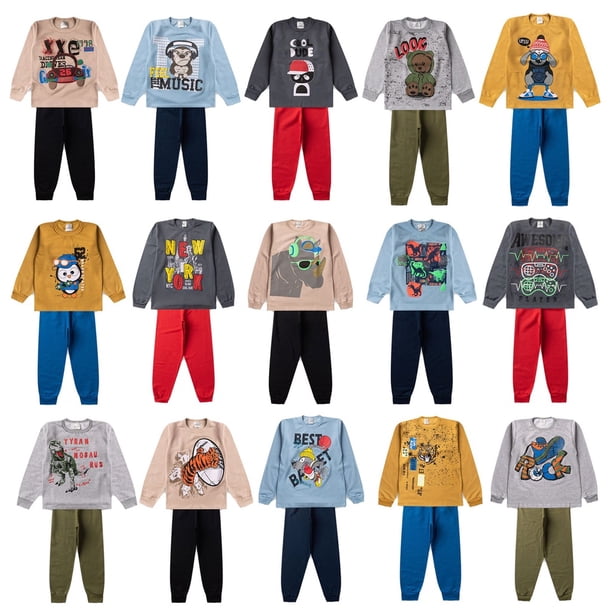 Kit 10 piezas conjunto sudadera hombre niño niño invierno promoción talla 1 2 3 4 6 8 Deng Xun unisex