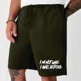 thumbnail image 2 of HOOMEUMY Men's Summer Shorts I'm Not Who I Was before Drawstring Elastic Waist Solid Color Loose Fit Beach Shorts with Pockets Green XXXL, 2 of 4