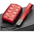 thumbnail image 5 of Vitodeco Leather Key Fob Case Compatible for 2017-2020 Genesis G70, G80, G90, Remote Start, 4-Button, Red, 5 of 6