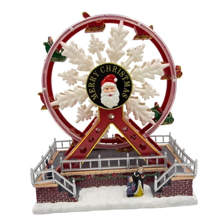 kowaku Illuminated Wheel Figurine, Sculpture, Christmas Decoration, Collectible, Rotating Christmas Decoration, Music Box for Living Room And Home