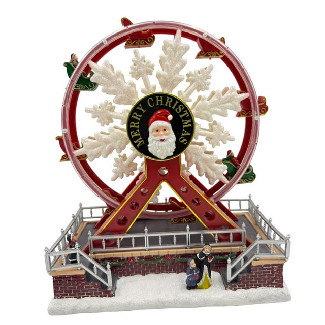 Figura de noria, centro de mesa, decoración navideña, adorno de escritorio, estatua decorativa para dormitorio, chimenea y estantería.