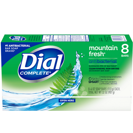 Dial Antibacterial Bar Soap, Refresh & Renew, Mountain Fresh, 4 oz, 8 Bars