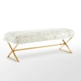 thumbnail image 4 of Inspired Home Brage Grey/Chrome Faux Fur Bench - X-Legs, Chrome Base, 4 of 9