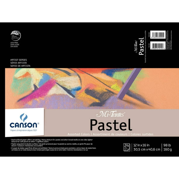 Canson MiTeintes Pastels Paper Pad, 12" x 16", Assorted Colors, 24