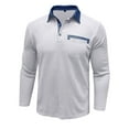 thumbnail image 4 of Mlzmgr Men's Golf Shirts S-3XL Long Sleeve Business Casual Daily Work Shirts with Pocket Solid Color, 4 of 6