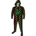 thumbnail image 2 of Underboss Mens Rasta Leaf Footie One Piece Pajamas with Hood (Small), 2 of 2