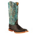 thumbnail image 4 of Ferrini 9039350075B Ladies Print Caiman Black & Turquoise Square Toe Boots - Size 7.5B, 4 of 4