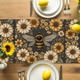 thumbnail image 5 of Retro Bee Table Runner 13x36 Inch Country Yellow Honeycomb White Daisy Farmhouse Cotton Linen Dining Table Runner Ideal for Dresser Kitchen Coffee Tables - Machine Washable, 5 of 9