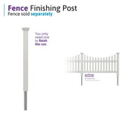 3.5ft Tall (1 Post) Fence Finishing Post for WamBam All American No Dig White Picket Fence, Easy Install Outdoor Fence for Backyard or Patio, Outdoor Fencing, No Dig Fence Panels, ZP19046