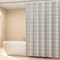 thumbnail image 5 of Gray Plaid Shower Curtain, 78.7 x 78.7 in / 200 x 200 cm, Plastic Bathroom Curtain with Hooks, Modern Waterproof, 5 of 5