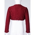thumbnail image 6 of Zaldita Girls Lace Long Sleeve Shrug Bolero Open Front Cardigan Wedding Flower Dress Cover Up Burgundy 12, 6 of 7