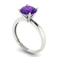 thumbnail image 2 of Solitaire Engagement Ring for Women - 2ct Natural Amethyst in 14K White Gold Promise Ring, 2 of 6