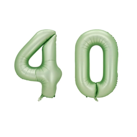 Number Forty Balloon Pastel Sage Green Number 40 Balloon 32" Large Party Balloon Decoration