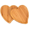 thumbnail image 4 of Bandeja de madera de bambú ecológica con forma de corazón, 2 unidades, para servir comida, té, café, pan, fruta, aperitivos, para hotel, restaurante y hogar., 4 of 6