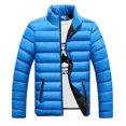 thumbnail image 5 of WTOBBY Men's Short Padded Jacket, Stand Collar Casual Quilted Coat with Solid Color Design, Lightweight Warmth for Fall Winter Urban Style,Blue M, 5 of 6