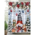 thumbnail image 2 of Christmas Standard Shower Curtain Set, Waterproof Shower Curtains for Bathroom, Gnomes Poinsettia Snow Pine Tree Wooden Grain Washable Fabric Cloth Bath Curtain for Bathtub with Hooks 72x72 Inches, 2 of 6