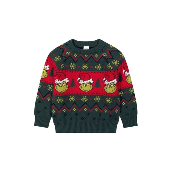 The Grinch Toddler Boy Green Long Sleeve Sweater, Sizes 12 Months-5T