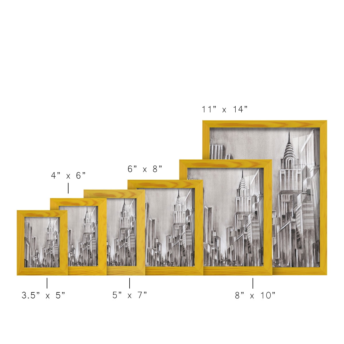 Art Deco Cityscape I -Framed Print w/glass-Sunflower Yellow