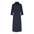 thumbnail image 4 of CHOK Robe Chemise Boutonnée pour Femme en Coton et Lin à Revers Longue Robe d'Été avec Poches Manches Courtes/longues Robes Maxi (XX-Grand Gris), 4 of 5