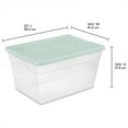 thumbnail image 2 of Sterilite 16 Pk Storage Tote Container, 56 Qt, Clear, Mindful Mint Lid, 2 of 6