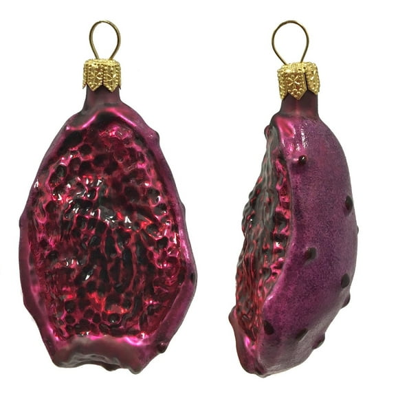 Prickly Pear Cactus Fruit Polish Glass Christmas Tree Ornament Food Set of 2