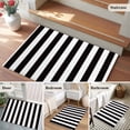 thumbnail image 6 of Rectangle Area Rug 2x3ft, Black White Stripes Non-Shedding Washable Area Rug, Classic Modern Striped Non Slip Low-Profile Rugs for Living Room, Bedroom Dining Room, 6 of 9