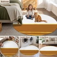thumbnail image 5 of Modern Brown Gold Round Area Rug 4Ft Washable Circle Rugs for Bedroom Dining Room, Minimalist Geometric Yellow Striped Non-Slip Carpet Floor Mats Indoor Outdoor Carpet Runner Aesthetic Home Decor, 5 of 8
