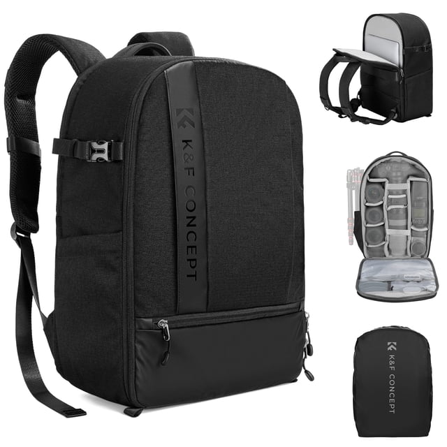 Mochila de cámara K&F CONCEPT para fotógrafos con funda para lluvia