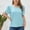 Light Blue, variant on Women Plus Size T-Shirt Blouse Sawvnm Women Loose Casual Round Neck Short Sleeve Solid Hollow-out T- Plus Sizes Summer Blouses Tops for Women Black XXXXL
