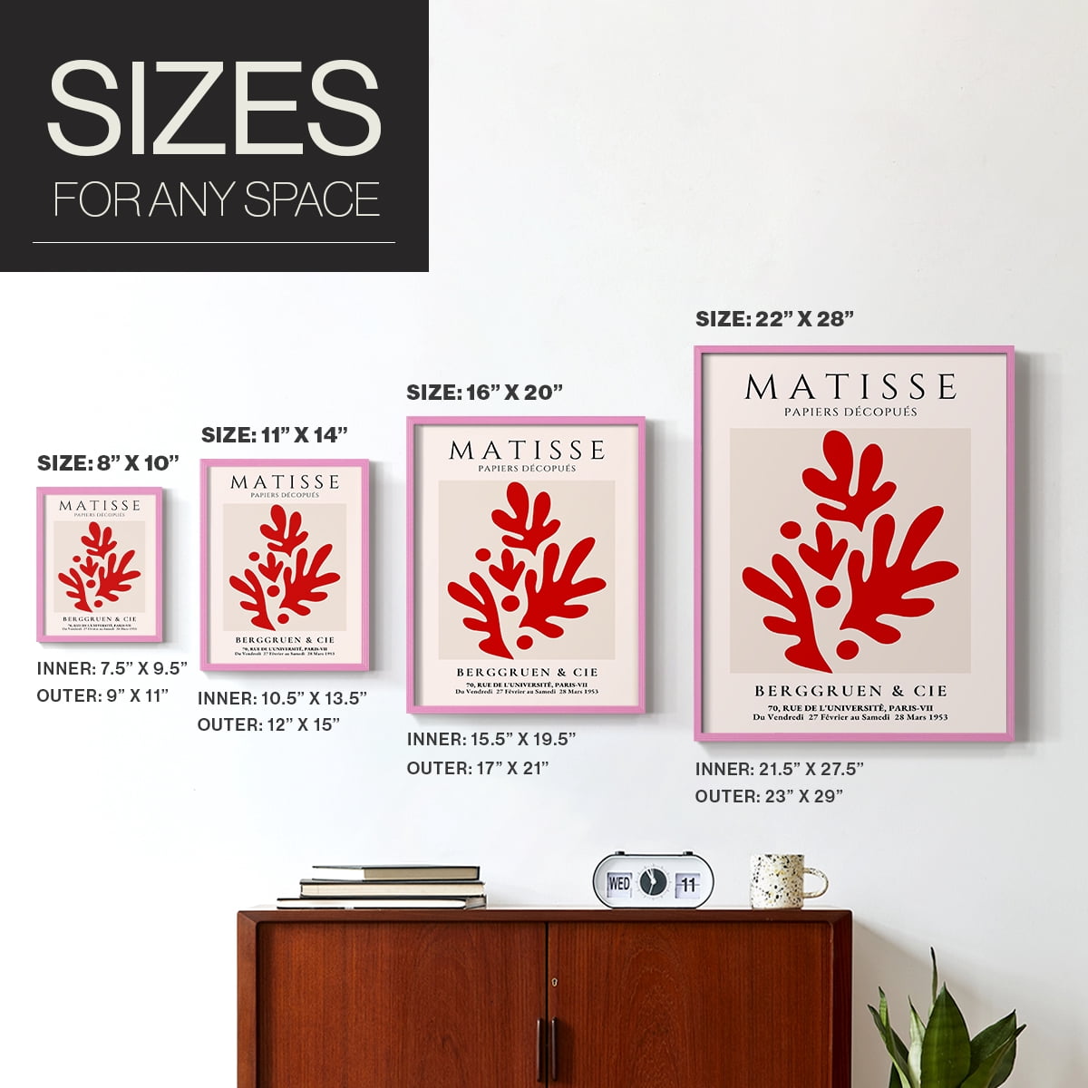 Matisse CLXIX Framed Print in Pink Solid Wood 11 x 14 Framed Print