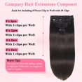 thumbnail image 4 of Extensiones de cabello humano real Gampacy con clip, 60 cm, color marrón oscuro, 4 of 8