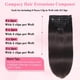 thumbnail image 4 of Extensiones de cabello humano real Gampacy con clip, 60 cm, color marrón oscuro, 4 of 8