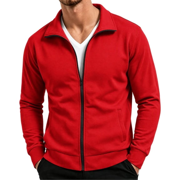 Cmfcve Men's Zip up Jacket Stand Collar Track Sweatshirt Casual Long Sleeve Athletic Jackets