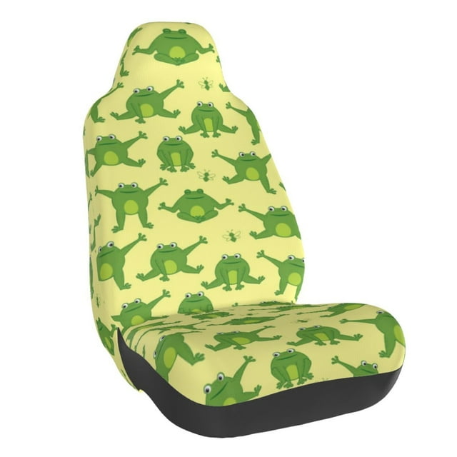 Wukai Funny Frogs Full Set Car Seat Covers with Soft Padding Universal Auto Front Seats Protector and Cushion Mat