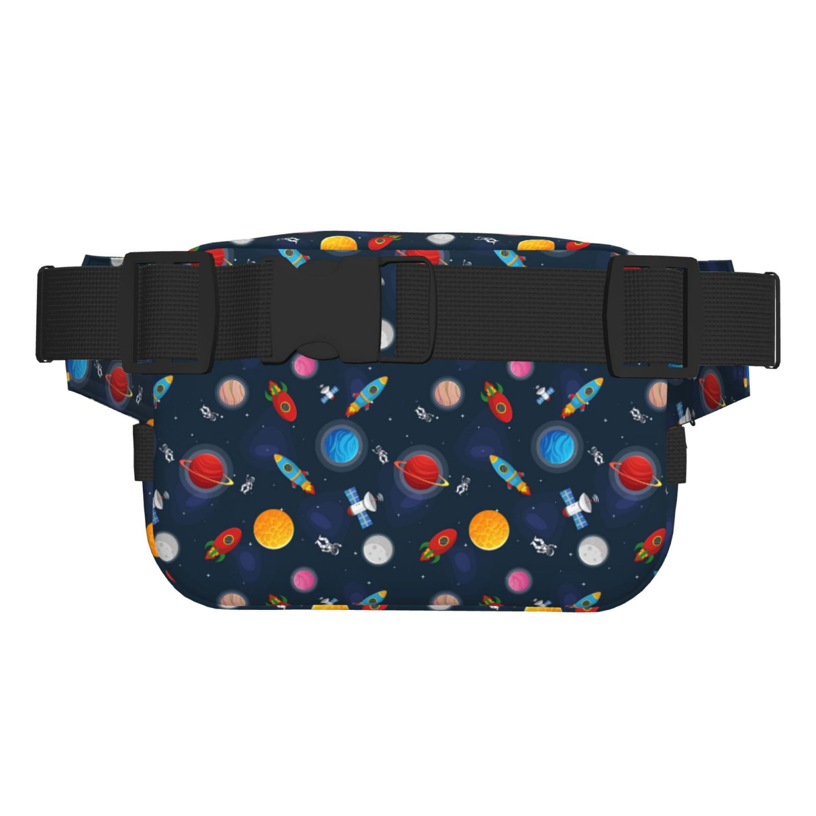 Fuzoiu Space Cartoon Print Unisex Square Double Layer Waist Bag,Crossbody Fanny Pack Travel Workout Accessory
