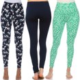 thumbnail image 1 of White Mark Women's 3-Pack Soft Stretchable Printed Leggings, 1 of 2