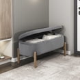 thumbnail image 2 of OakvillePark Terralisse Corduroy Lift Top Storage Bench, Gray, 2 of 9