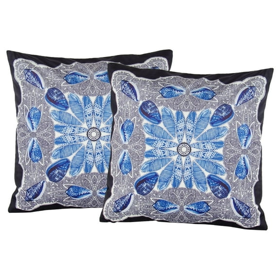 Wayborn 2 Pieces Digital printing on polyester fabric Seashell Print Pillow in Blue 17″X17″