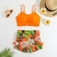 thumbnail image 2 of Hessimy Girls Two Piece Bikini Swimsuits Hawaiian Floral Bathing Suit for Kids Summer Beach Swimwear Set（Orange,9-10 Years), 2 of 4