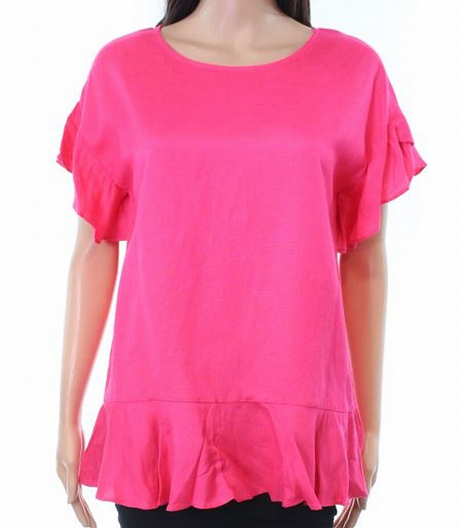 Context Context Blushed Petal Womens RuffleHem Knit Top Walmart