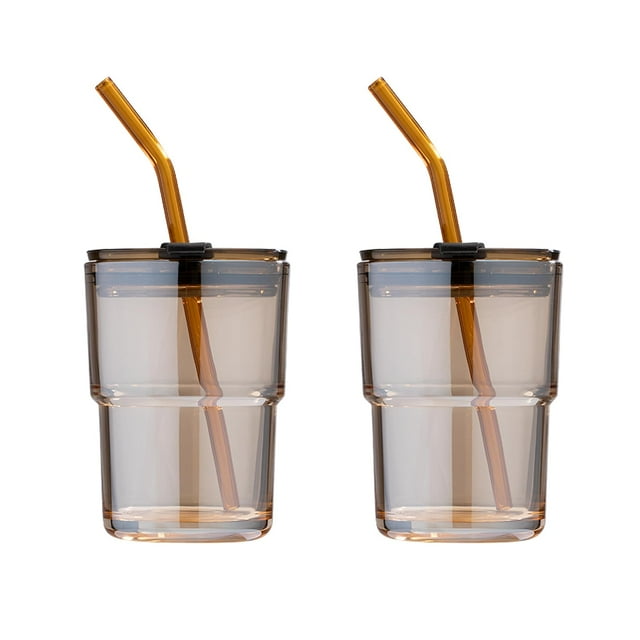 Vaso de agua BLUEPOLAR Amber de 380 ml con pajita, paquete de 2