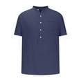 thumbnail image 1 of Mens Casual Solid Color Button Short Sleeve Turndown Collar Blouse Shirt, 1 of 3
