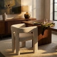thumbnail image 3 of Aykah Eris Accent Chair, Upholstered Side Chair, Comfy Round Upholstered Arm Chair for Living Room, Bedroom (Warm Ecru, One Chair), 3 of 7