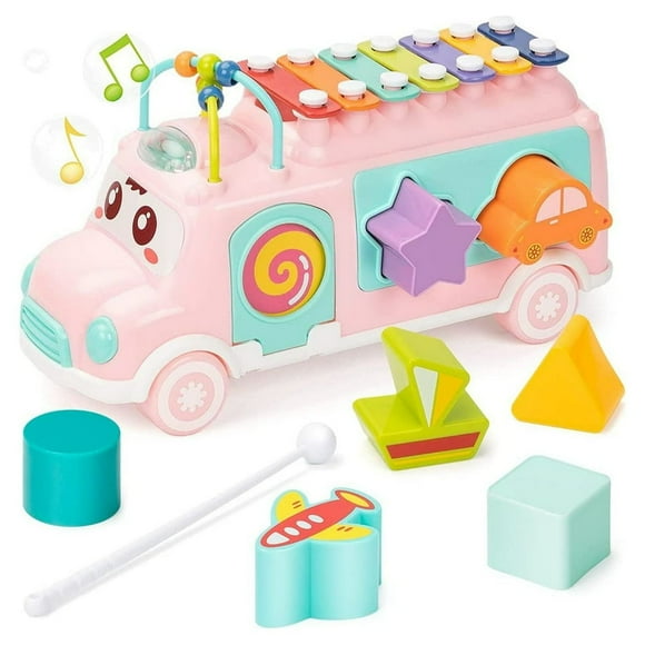 KEINXS Jouets pour Bébé pour Tout-Petits de 12 à 24 Mois Bus Musical Jouets Jouets pour Garçons et Filles de 1 An Jouets Préscolaires pour Tout-Petits Cadeau