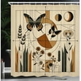 thumbnail image 3 of Ambesonne Mid Century Modern Shower Curtain, Esoteric Rounds, 69"Wx70"L, Grey Yellow Pale Brown, 3 of 4