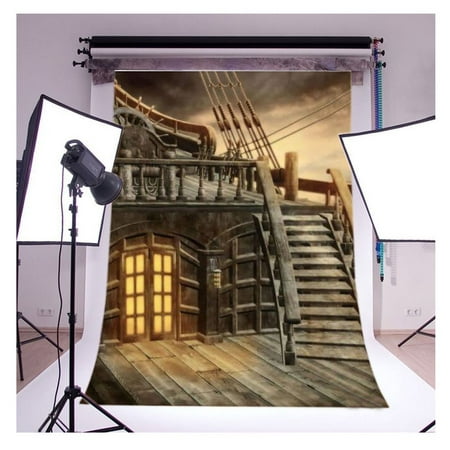 HelloDecor Polyster 5x7ft Wooden Theme Wooden House Wooden Ladder Studio Photo Photography Background Studio Backdrop Props best for Personal Photo, Wall